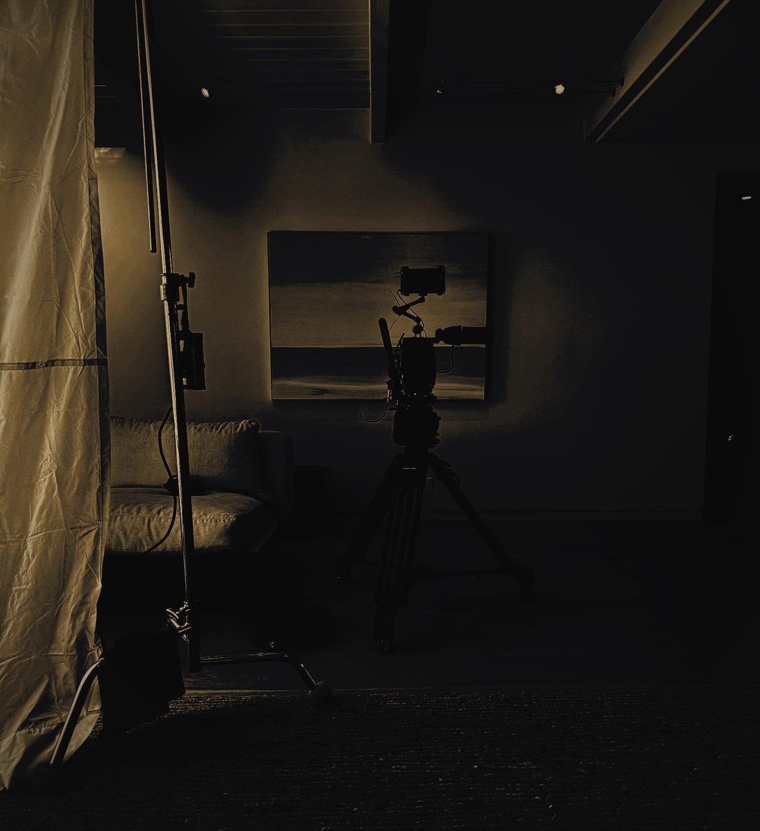 A real shoot in progress — camera and lighting set up for a client content session